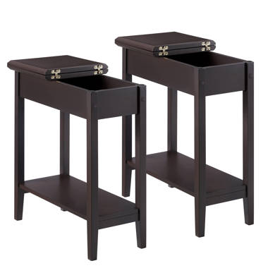 Jonica Narrow End Table with Storage, Flip Top Narrow Side Tables for Small  Spaces, End Table with Shelf